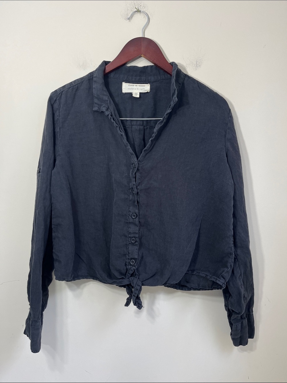 Cloth & Stone Women's Long Sleeve Button Down Crop Shirt Size Small
